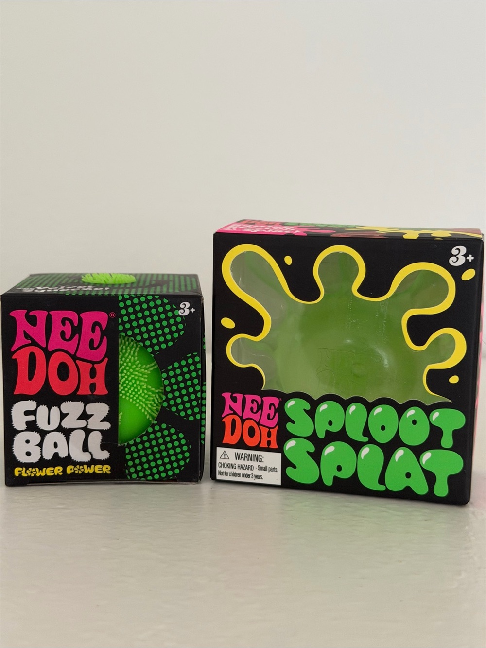 Needoh Green Flower Power Fuzzball & Sploot Splat Bundle